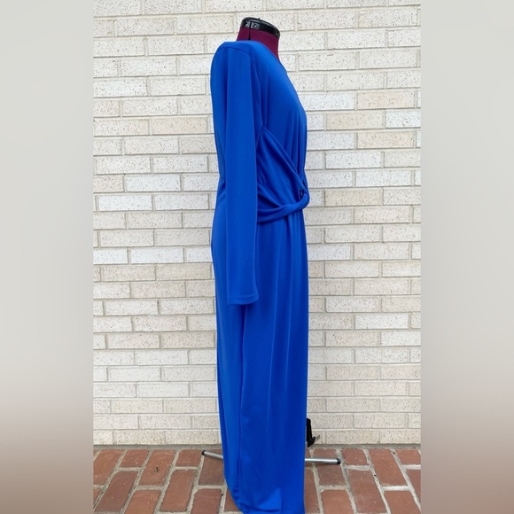 Eloquii Blue Cocktail Midi Dress Long Sleeves Size 16 - Picture 3 of 11